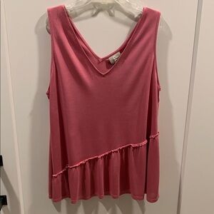 Chic Pink Ruffled V-Neck Sleeveless Top from Anthropologie